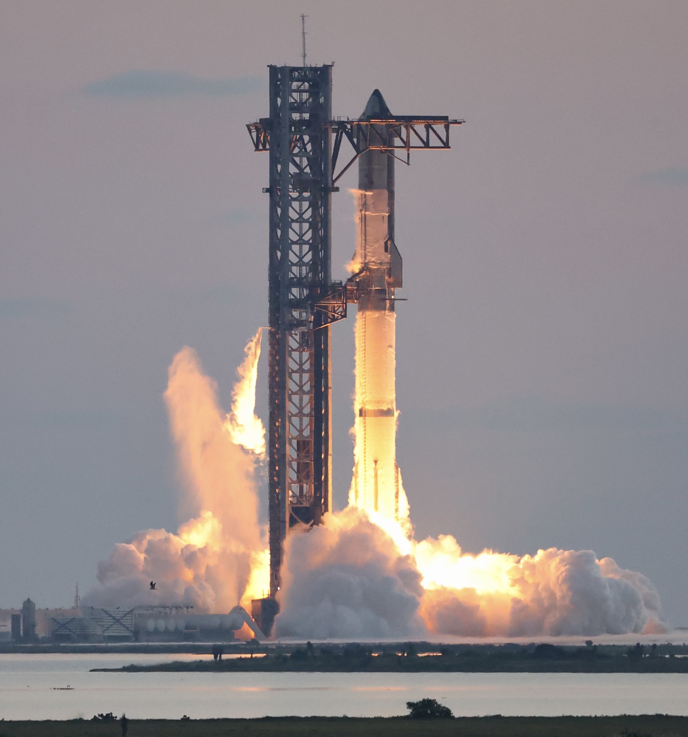 SpaceX Starship ignition during its launch on IFT-5.